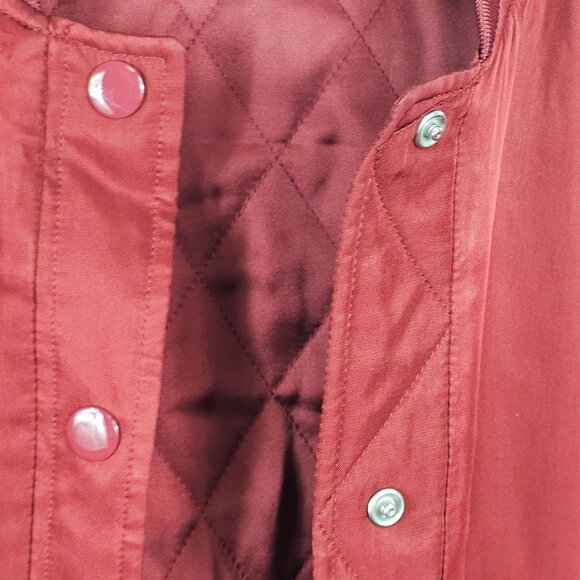 & Other Stories Womens 8 Bomber Jacket Red Wine Quilted Retro Varsity Style Coat - Picture 7 of 16